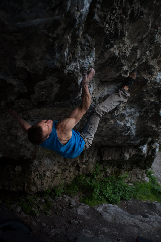 James Noble on the 2nd ascent of Steve McClures Fat Lip 8b UKC